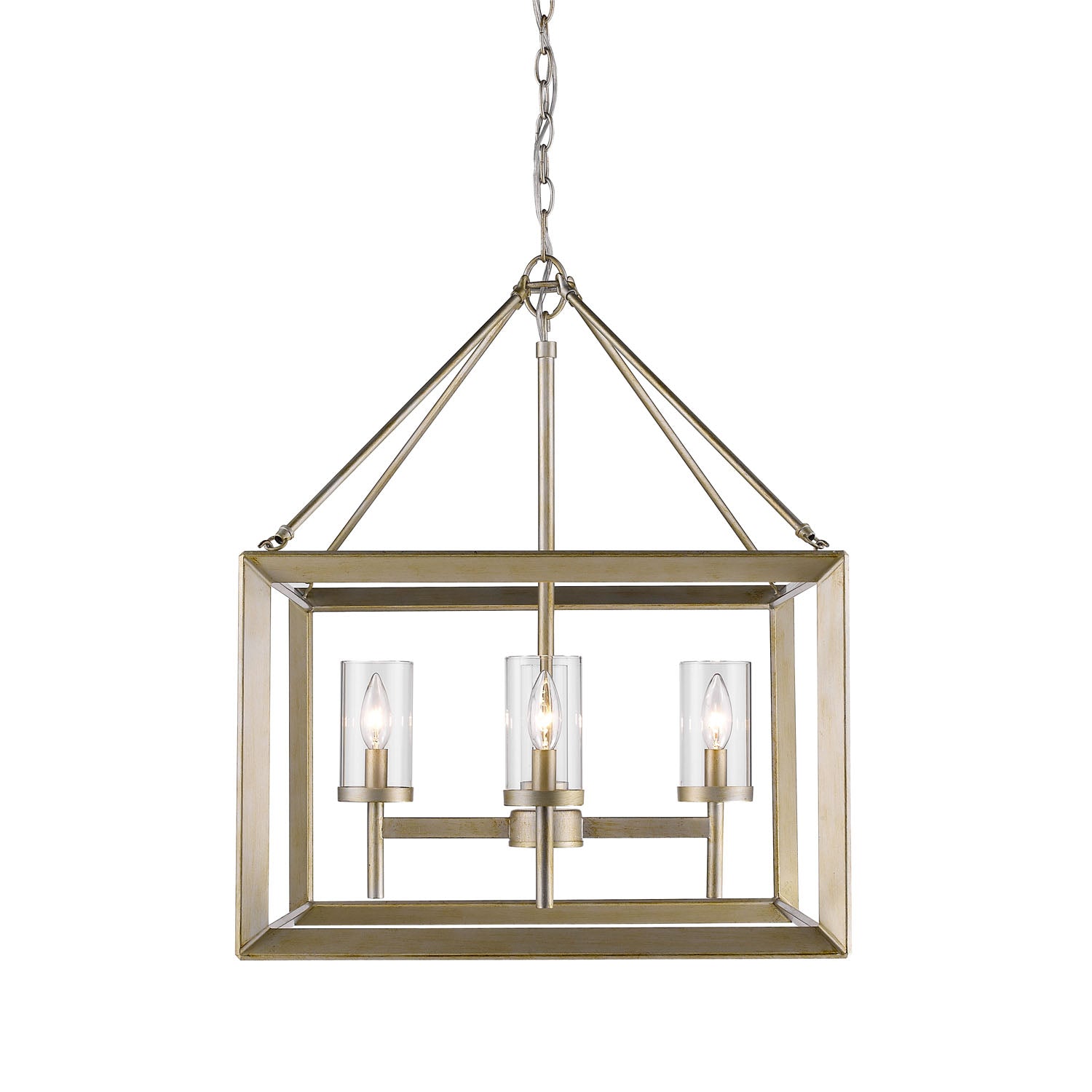 Smyth 4 Light Chandelier in White Gold with Clear Glass - - Golden Lighting