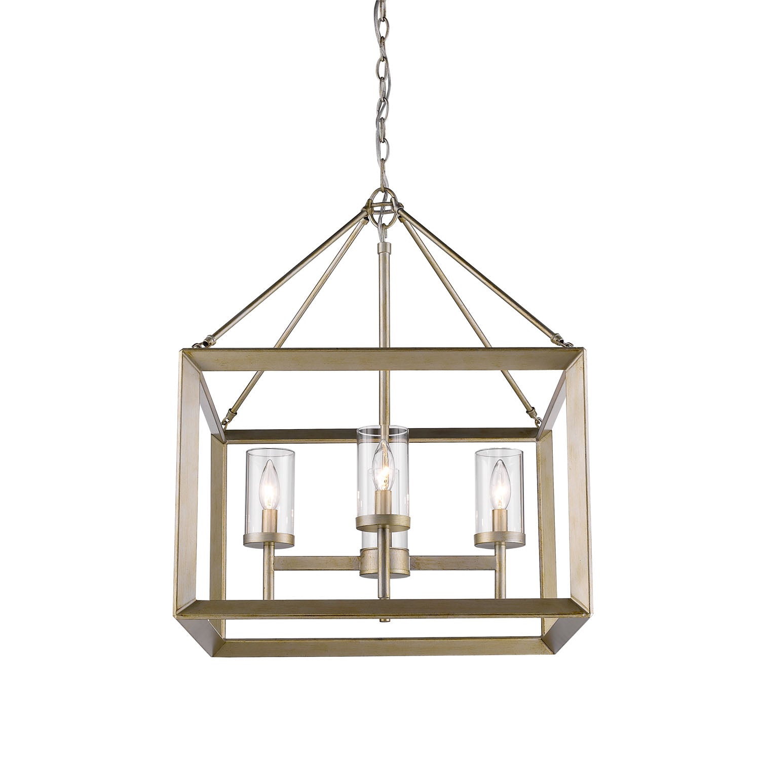 Smyth 4 Light Chandelier in White Gold with Clear Glass - White Gold / Clear Glass / Clear - Golden Lighting