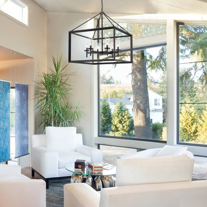 Smyth 6 Light Chandelier in Matte Black with Clear Glass Shades - Default Title - Golden Lighting