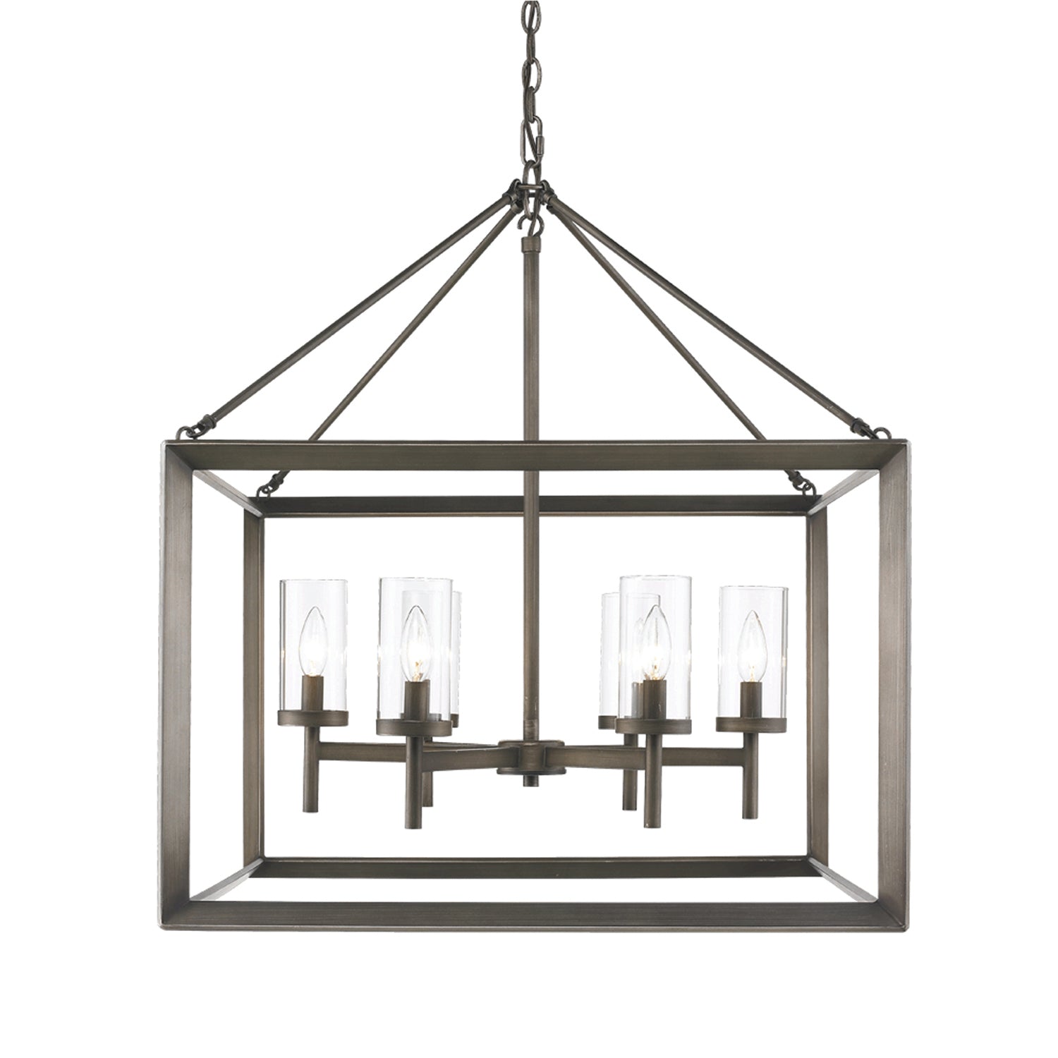 Smyth 6 Light Chandelier in Gunmetal Bronze with Clear Glass - - Golden Lighting