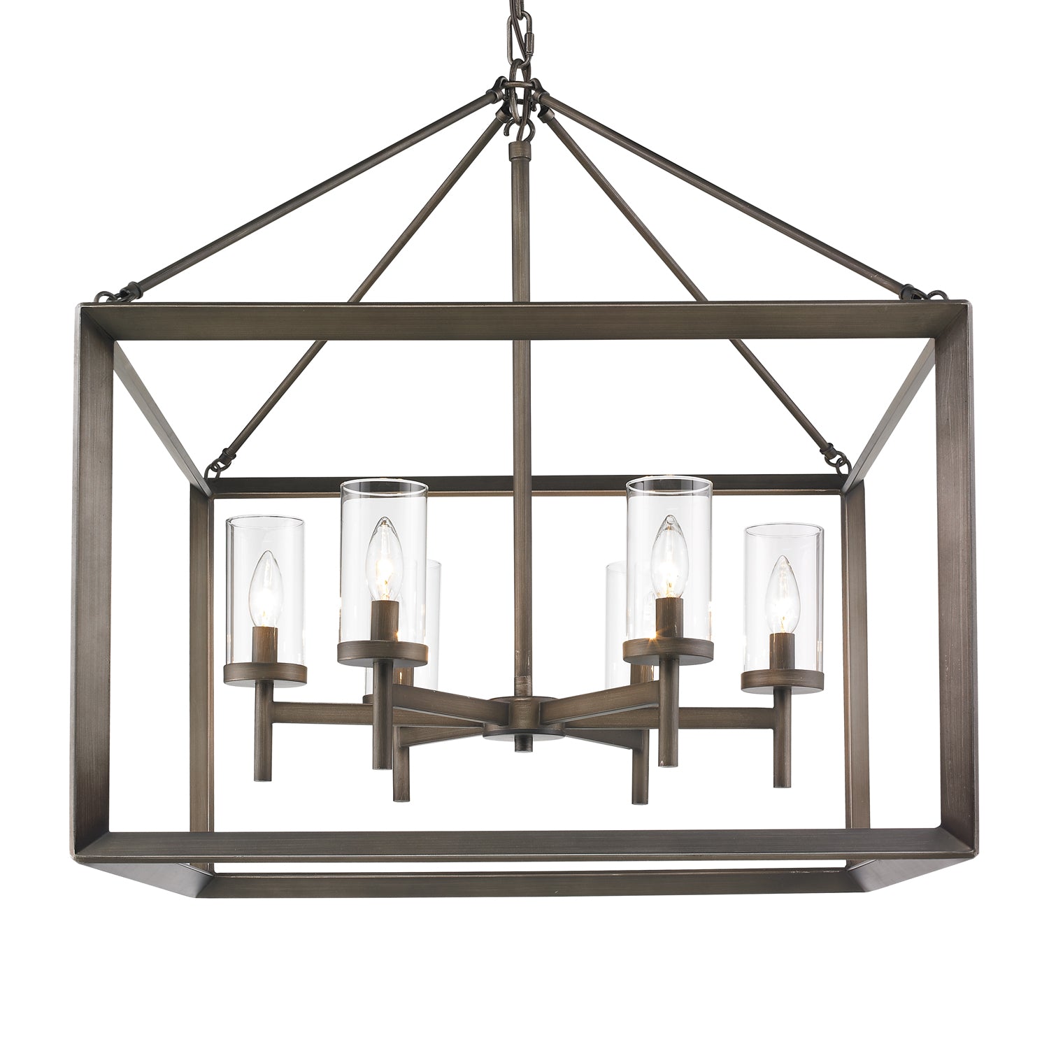 Smyth 6 Light Chandelier in Gunmetal Bronze with Clear Glass - Gunmetal Bronze / Clear Glass / Clear - Golden Lighting