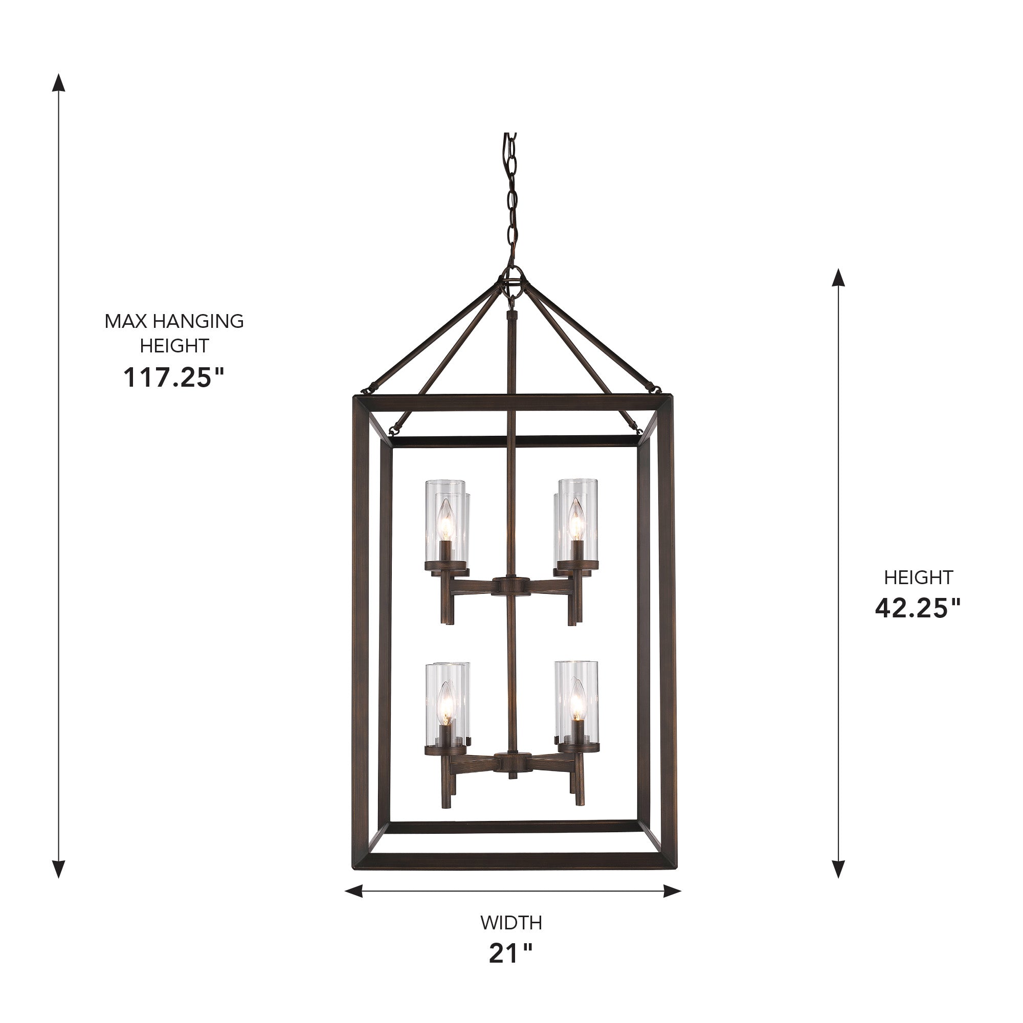 Golden Lighting Smyth 8-light Pendant in Gunmetal Bronze - - Golden Lighting