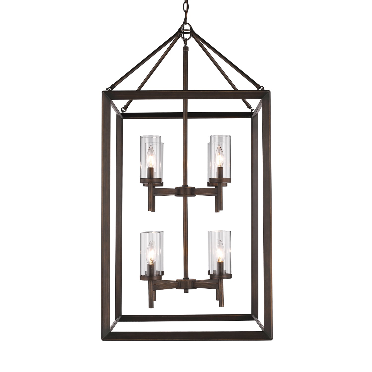 Smyth 8 Light Pendant in Gunmetal Bronze with Clear Glass - - Golden Lighting