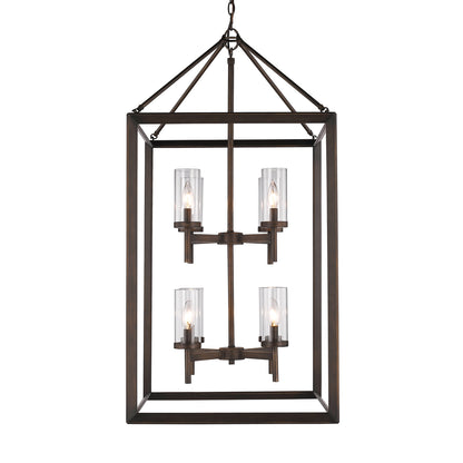 Smyth 8 Light Pendant in Gunmetal Bronze with Clear Glass - - Golden Lighting