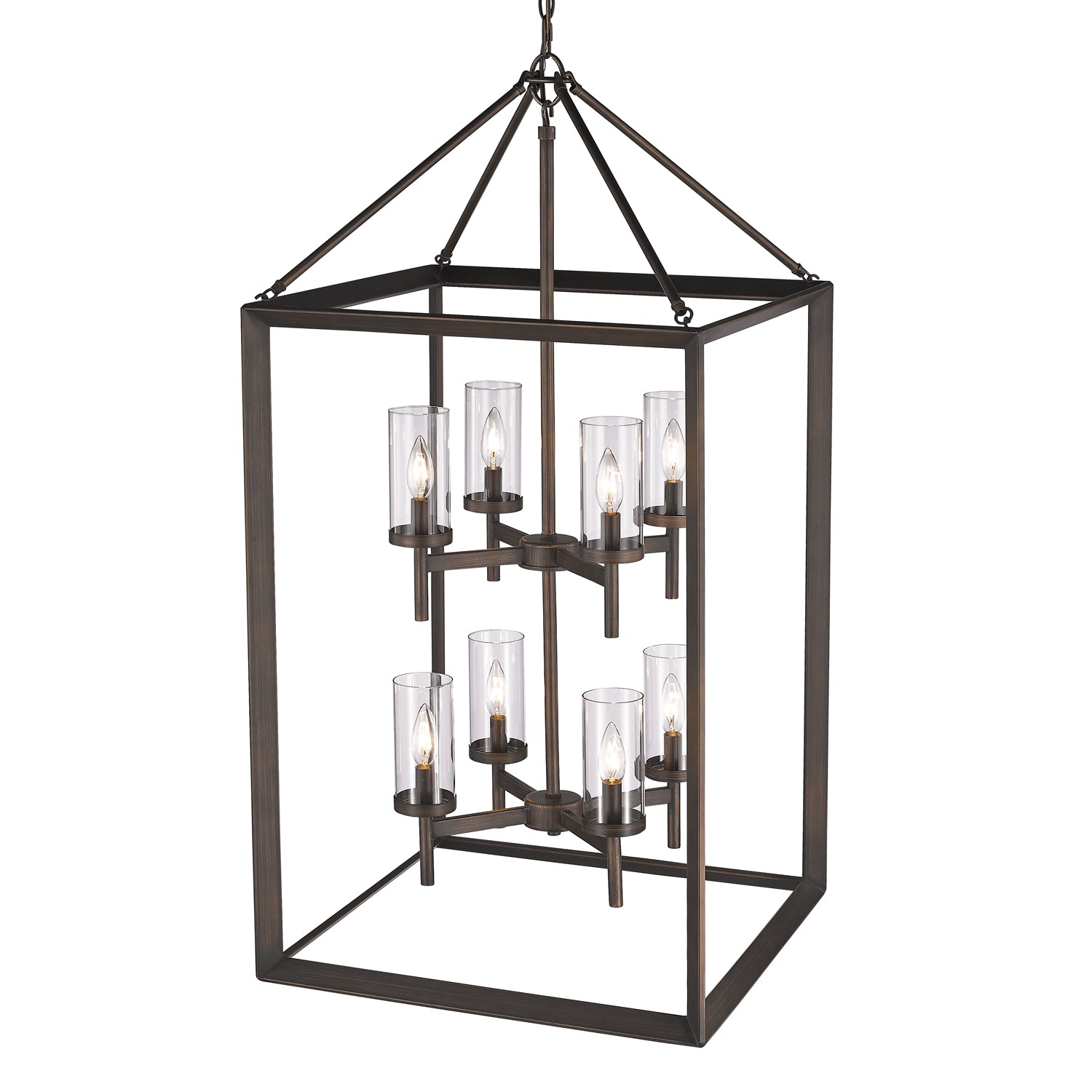 Smyth 8 Light Pendant in Gunmetal Bronze with Clear Glass - Gunmetal Bronze / Clear Glass / Clear - Golden Lighting