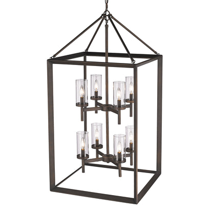 Smyth 8 Light Pendant in Gunmetal Bronze with Clear Glass - Gunmetal Bronze / Clear Glass / Clear - Golden Lighting