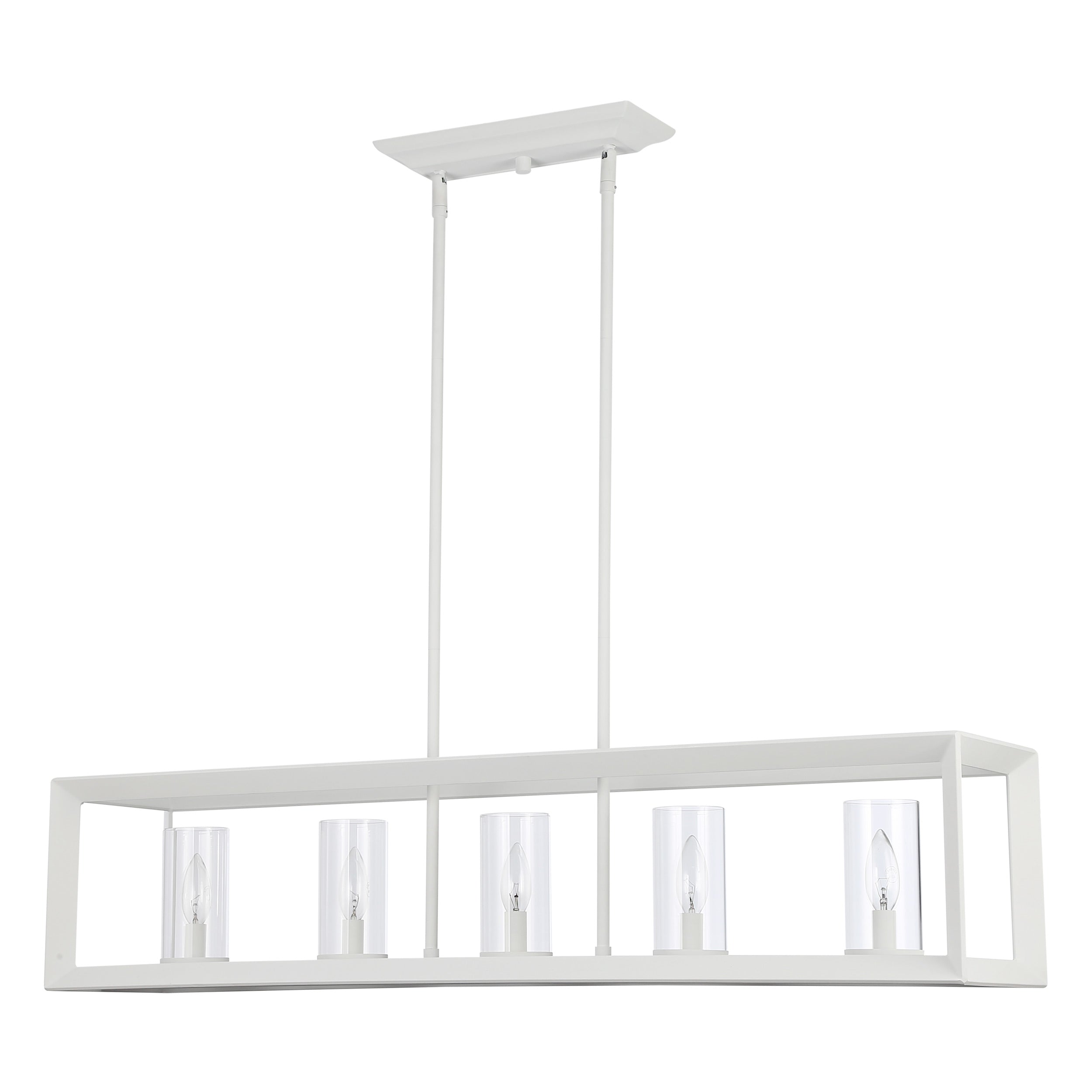 Smyth 5-Light Linear Pendant in Natural White with Clear Glass - Natural White / Clear Glass / Clear - Golden Lighting