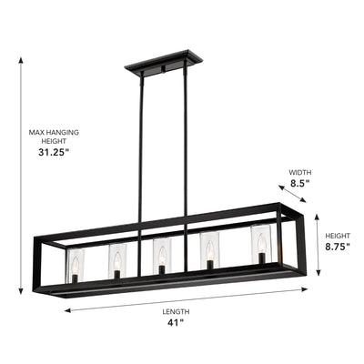 Golden Lighting Smyth 5-light Island Light in Matte Black - - Golden Lighting