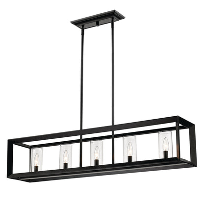 Smyth Linear Pendant in Matte Black with Clear Glass - - Golden Lighting