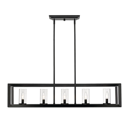 Smyth Linear Pendant in Matte Black with Clear Glass - Matte Black / Clear Glass / Clear - Golden Lighting