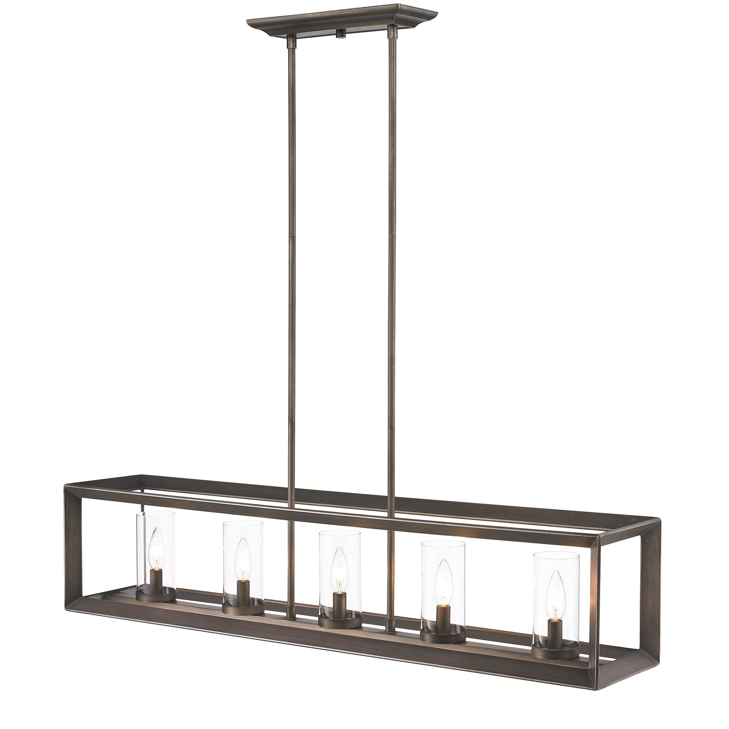 Smyth 5 Light Linear Pendant in Gunmetal Bronze with Clear Glass - Gunmetal Bronze / Clear Glass / Clear - Golden Lighting