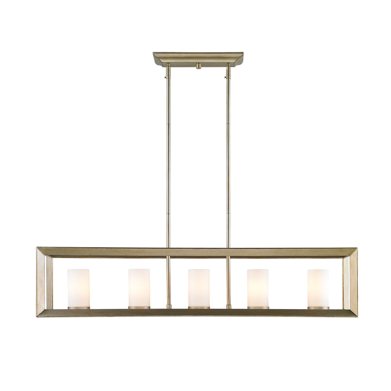 Smyth 5 Light Linear Pendant in White Gold with Opal Glass - - Golden Lighting