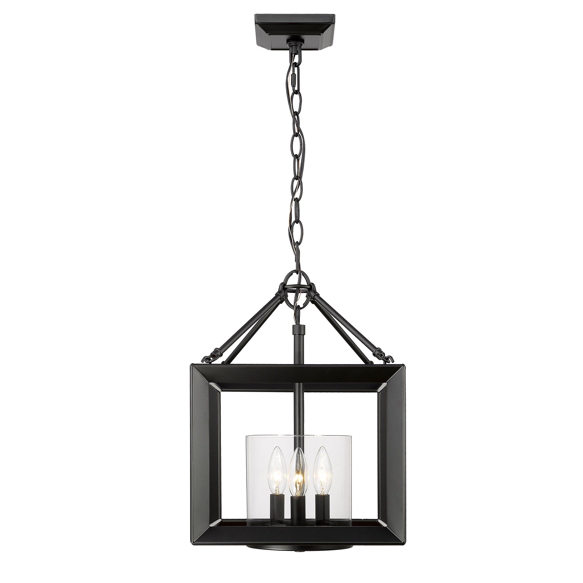 Smyth Convertible Pendant in Matte Black with Clear Glass - Matte Black / Clear Glass / Clear - Golden Lighting