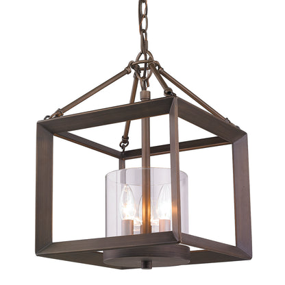 Smyth Convertible Pendant in Gunmetal Bronze with Clear Glass - - Golden Lighting