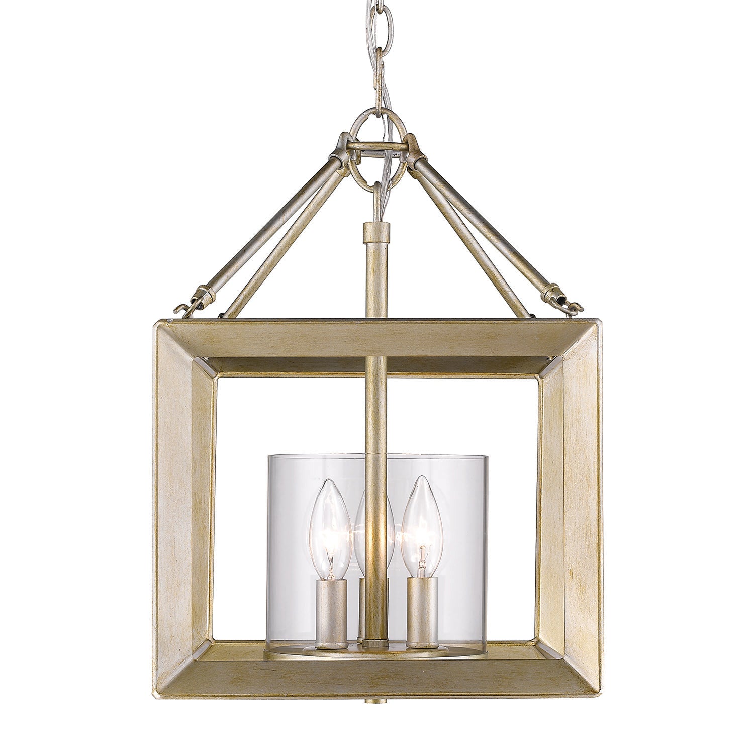 Smyth Convertible Pendant in White Gold with Clear Glass - Default Title - Golden Lighting