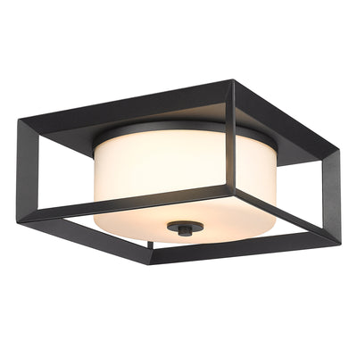 Golden Lighting Smyth 2-light Outdoor Ceiling in Natural Black and Opal Glass - - Golden Lighting