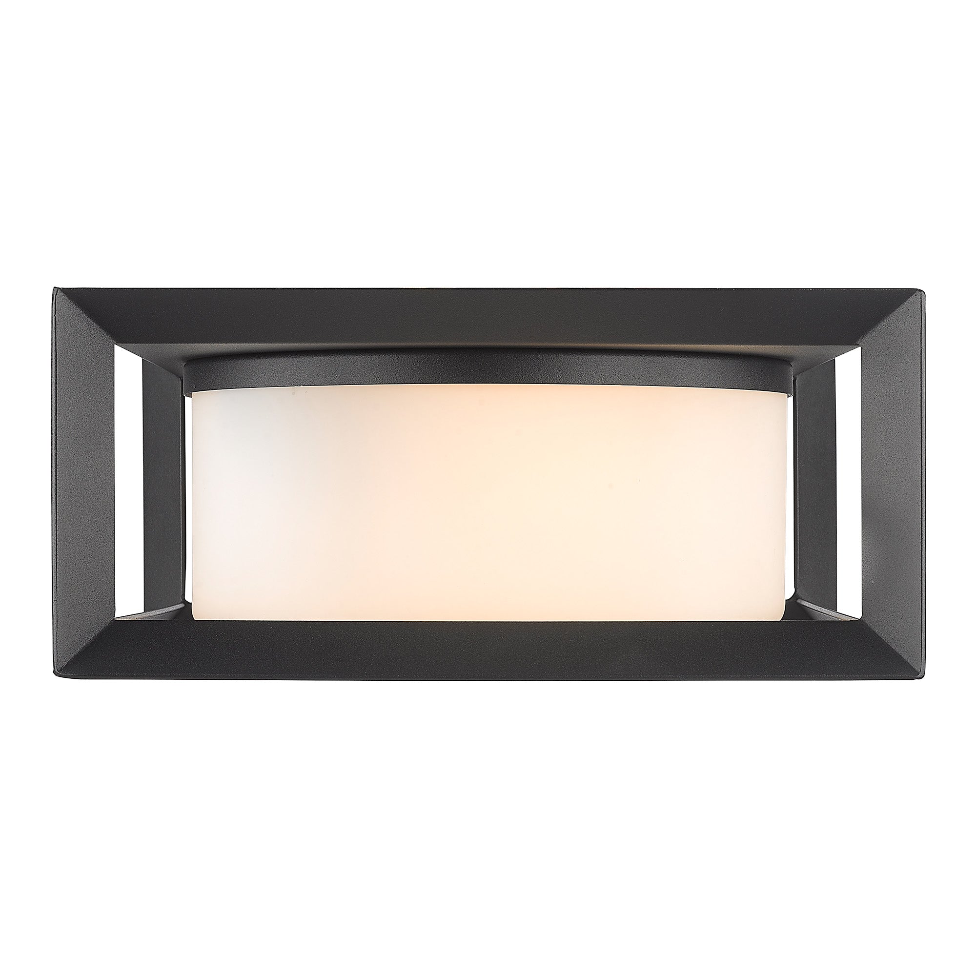 Smyth Outdoor Flush Mount in Natural Black with Opal Glass - Natural Black / Opal / White - Golden Lighting