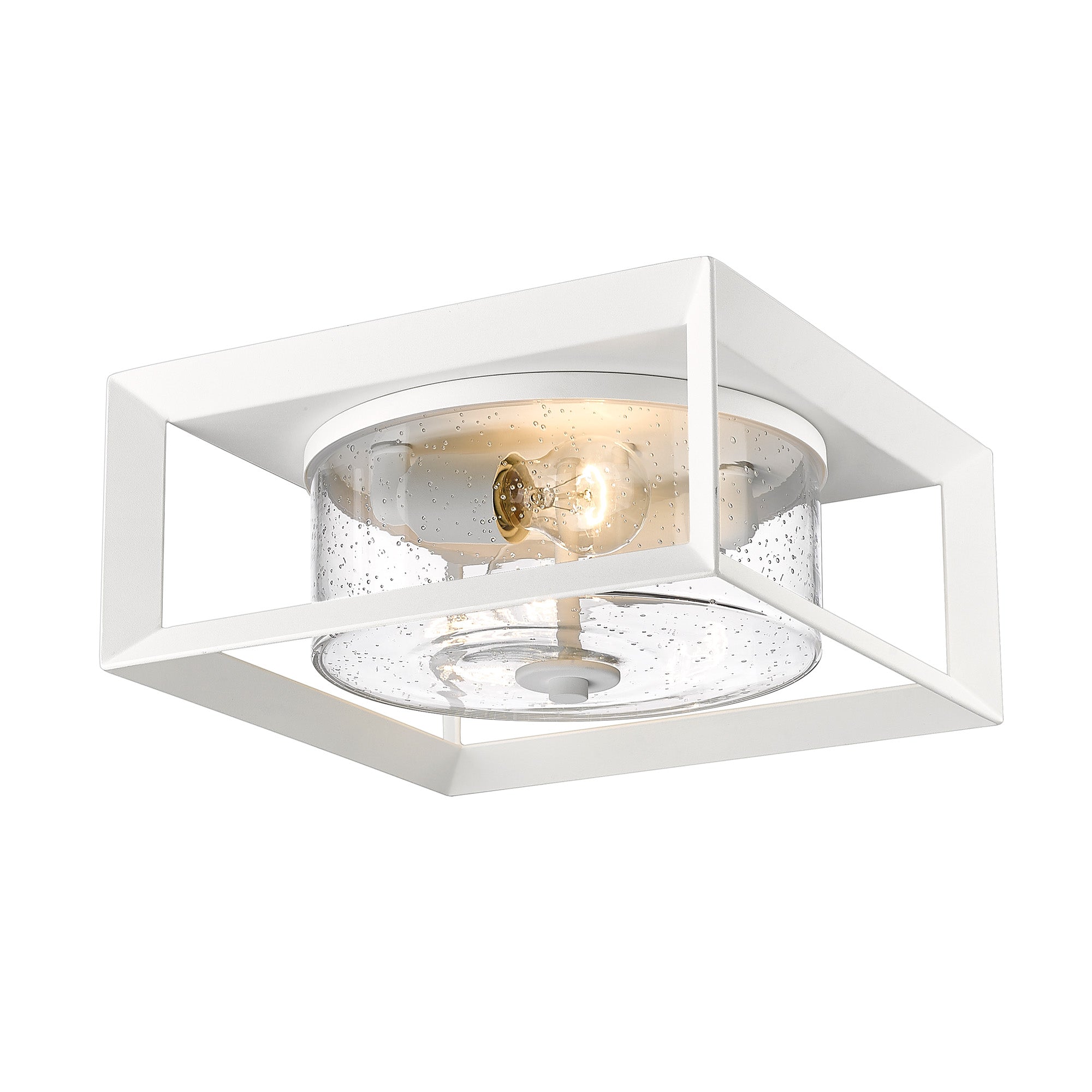 Smyth NWT Flush Mount - Outdoor in Natural White with Seeded Glass Shade - - Golden Lighting