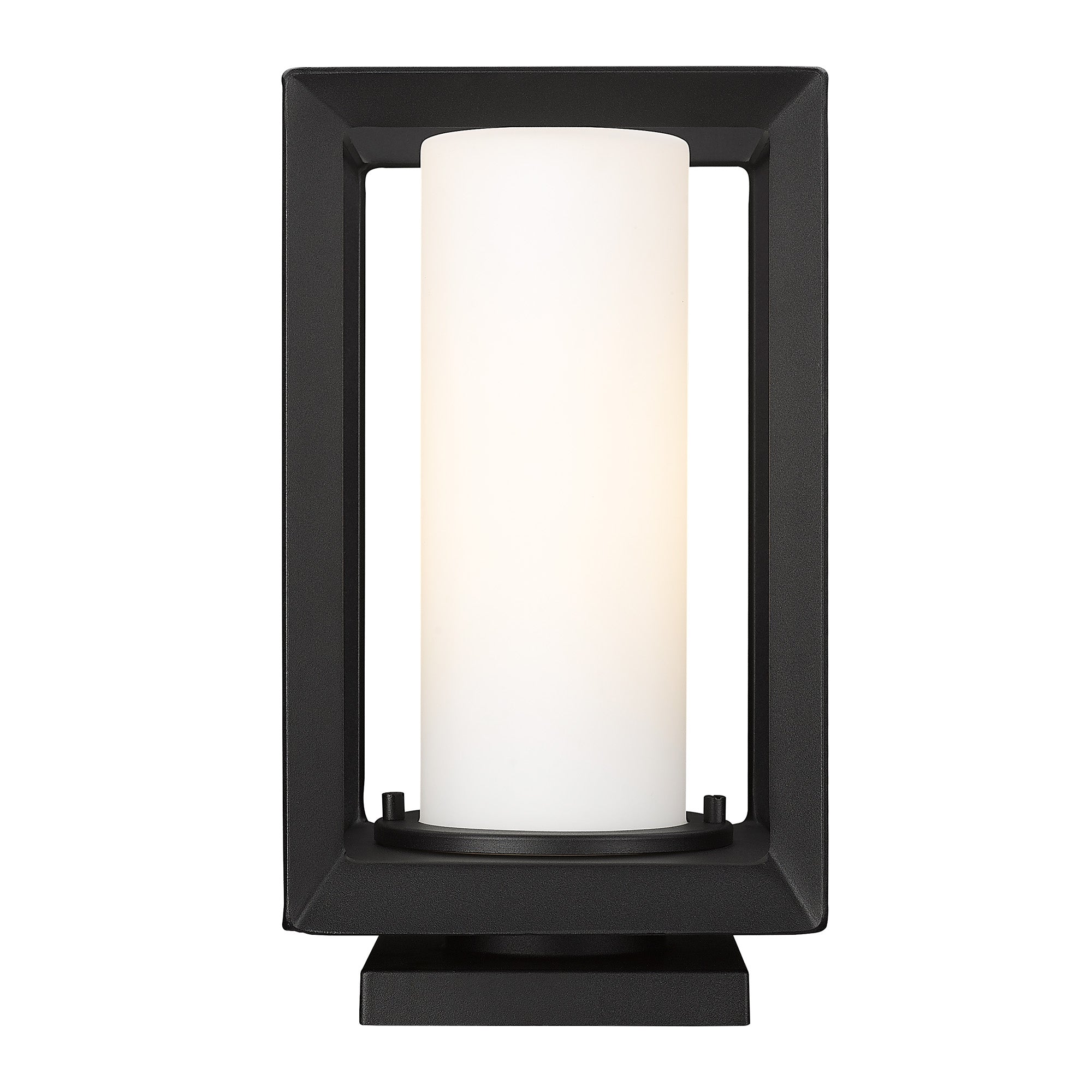 Golden Lighting Smyth 1-light Outdoor Pier Mount in Natural Black and Opal Glass - - Golden Lighting