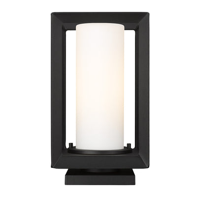 Golden Lighting Smyth 1-light Outdoor Pier Mount in Natural Black and Opal Glass - - Golden Lighting