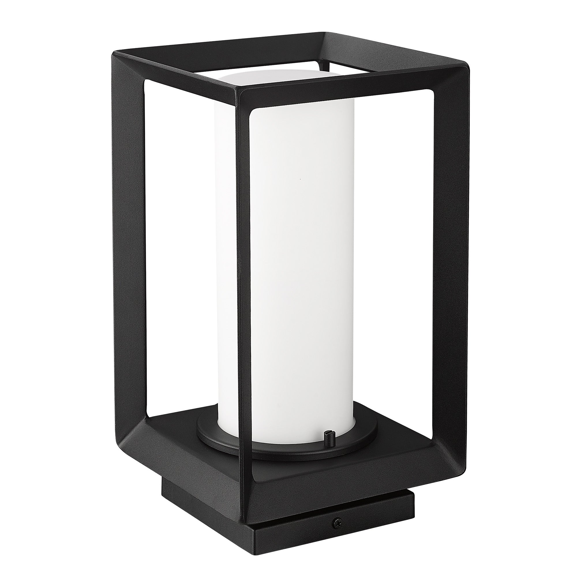 Golden Lighting Smyth 1-light Outdoor Pier Mount in Natural Black and Opal Glass - - Golden Lighting