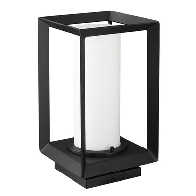 Golden Lighting Smyth 1-light Outdoor Pier Mount in Natural Black and Opal Glass - - Golden Lighting