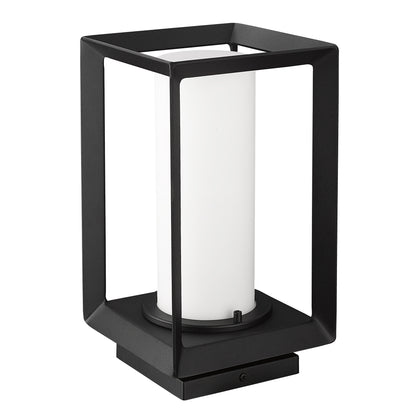 Golden Lighting Smyth 1-light Outdoor Pier Mount in Natural Black and Opal Glass - - Golden Lighting