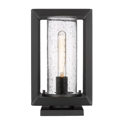 Golden Lighting Smyth 1-light Outdoor Pier Mount in Natural Black and Seeded Glass - - Golden Lighting