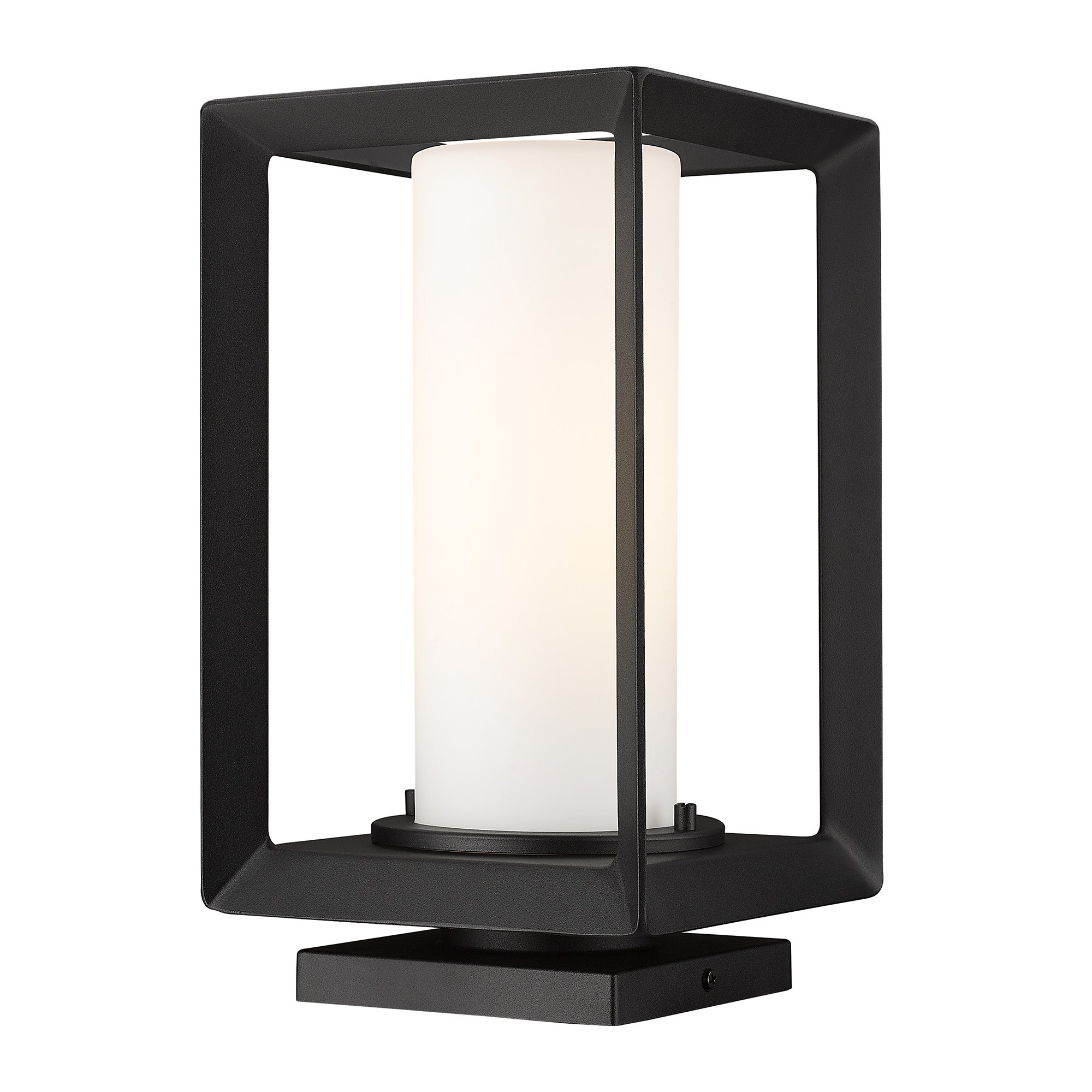 Smyth NB Pier Mount - Outdoor in Natural Black with Opal Glass Shade - - Golden Lighting