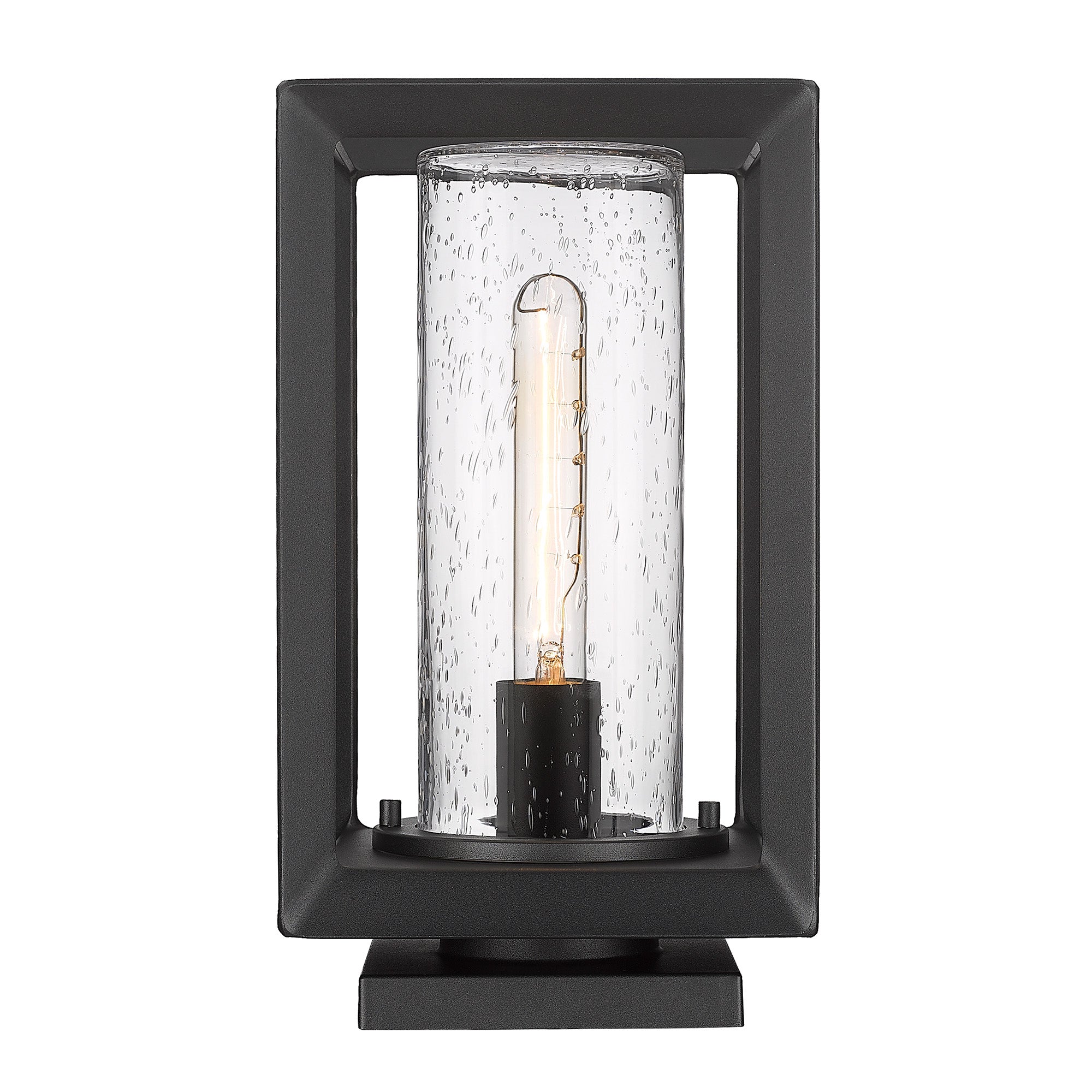 Smyth NB Pier Mount - Outdoor in Natural Black with Seeded Glass Shade - Natural Black / Seeded Glass / Clear - Golden Lighting