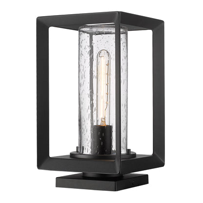 Smyth NB Pier Mount - Outdoor in Natural Black with Seeded Glass Shade - - Golden Lighting