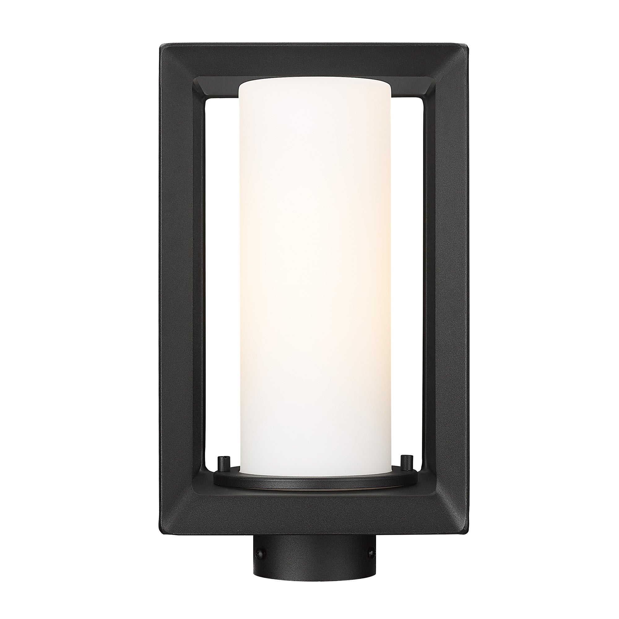 Golden Lighting Smyth 1-light Outdoor Post in Natural Black and Opal Glass - - Golden Lighting
