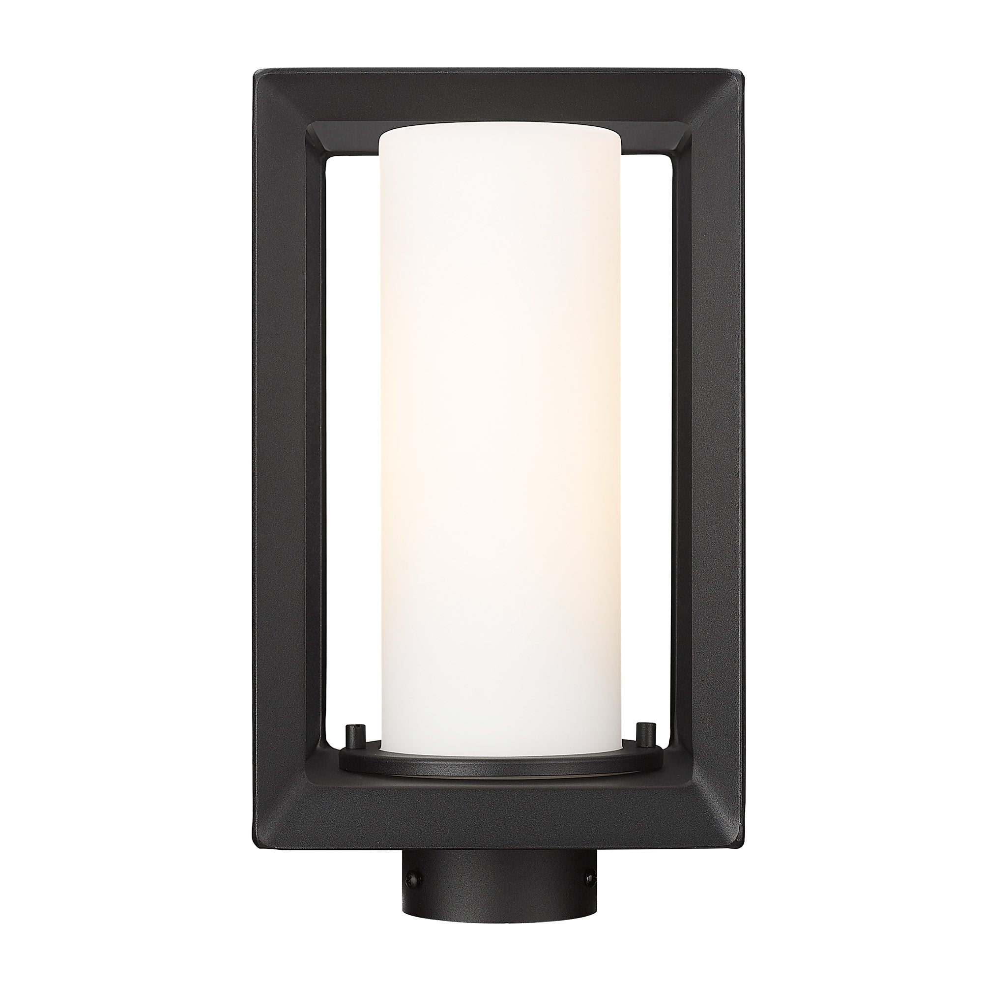 Smyth NB Post Mount - Outdoor in Natural Black with Opal Glass Shade - Natural Black / Opal / White - Golden Lighting