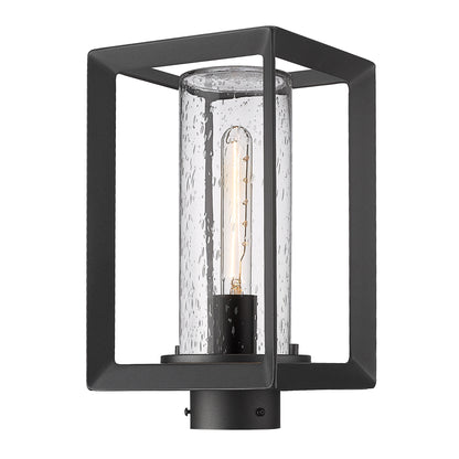 Smyth NB Post Mount - Outdoor in Natural Black with Seeded Glass Shade - - Golden Lighting