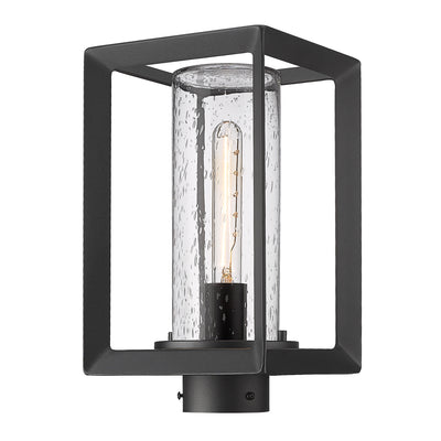 Golden Lighting Smyth 1-light Outdoor Post in Natural Black and Seeded Glass - Default Title - Golden Lighting