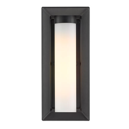 Golden Lighting Smyth 1-light Outdoor Wall in Natural Black and Opal Glass - - Golden Lighting