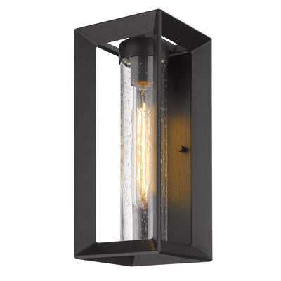 Golden Lighting Smyth 1-light Outdoor Wall in Natural Black and Seeded Glass - - Golden Lighting