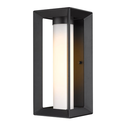 Smyth Outdoor Medium Wall Sconce in Natural Black with Opal Glass - - Golden Lighting