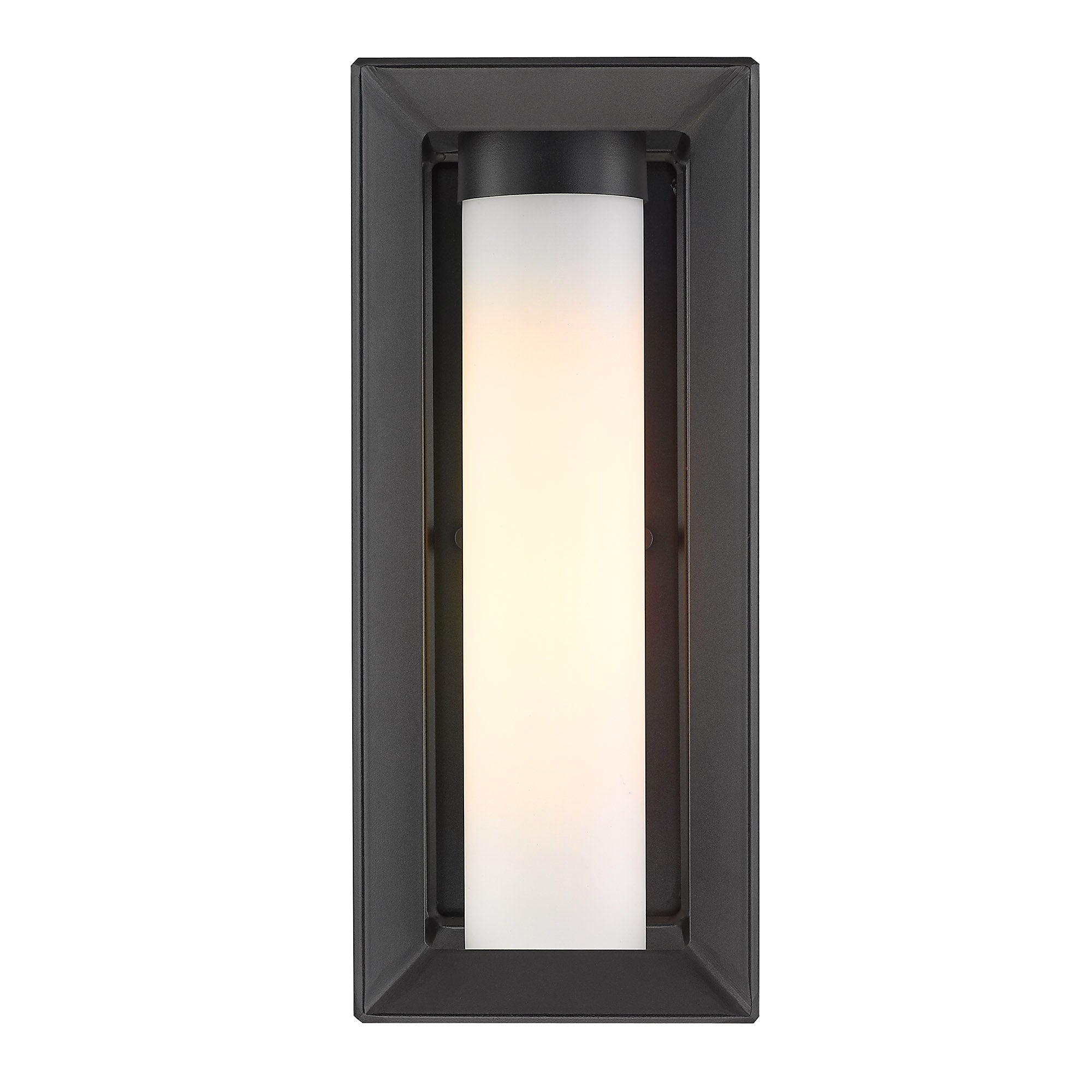 Smyth Outdoor Medium Wall Sconce in Natural Black with Opal Glass - Natural Black / Opal / White - Golden Lighting