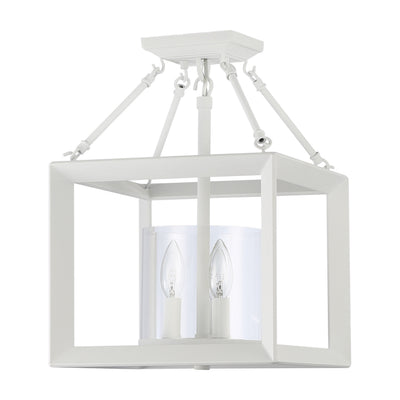 Golden Lighting Smyth 3-light 17"H Semi-Flush Mount in Natural White and Clear Glass - - Golden Lighting