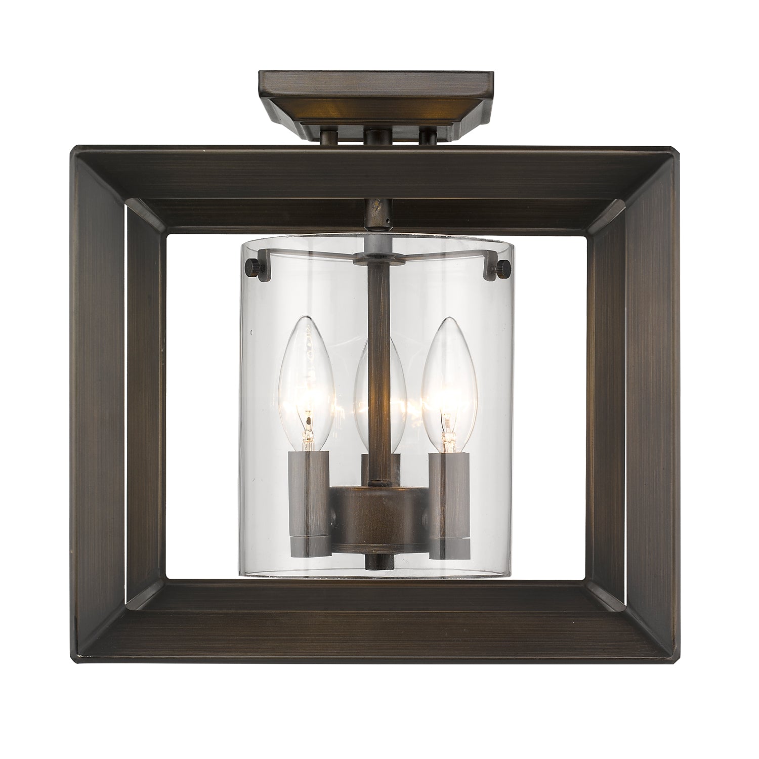 Golden Lighting Smyth 3-light Semi-Flush Mount in Gunmetal Bronze - - Golden Lighting