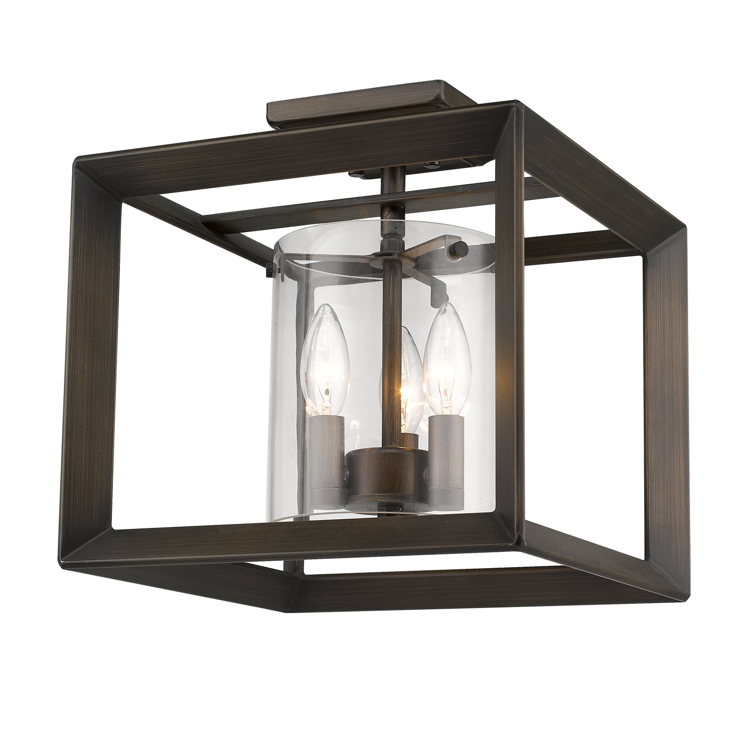 Smyth Semi-Flush (Low Profile) in Gunmetal Bronze with Clear Glass - Gunmetal Bronze / Clear Glass / Clear - Golden Lighting