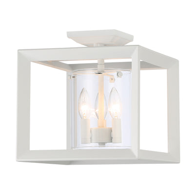 Golden Lighting Smyth 3-light 12"H Semi-Flush Mount in Natural White and Clear Glass - Default Title - Golden Lighting