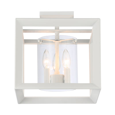 Golden Lighting Smyth 3-light 12"H Semi-Flush Mount in Natural White and Clear Glass - - Golden Lighting