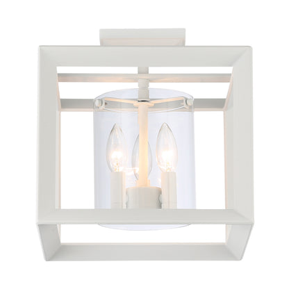 Golden Lighting Smyth 3-light 12"H Semi-Flush Mount in Natural White and Clear Glass - - Golden Lighting