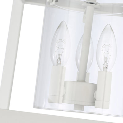 Golden Lighting Smyth 3-light 12"H Semi-Flush Mount in Natural White and Clear Glass - - Golden Lighting