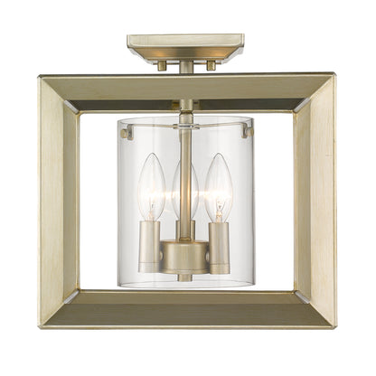 Smyth Semi-Flush (Low Profile) in White Gold with Clear Glass - - Golden Lighting