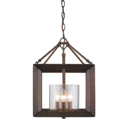 Smyth Convertible Semi-Flush in Gunmetal Bronze with Clear Glass - Gunmetal Bronze / Clear Glass / Clear - Golden Lighting