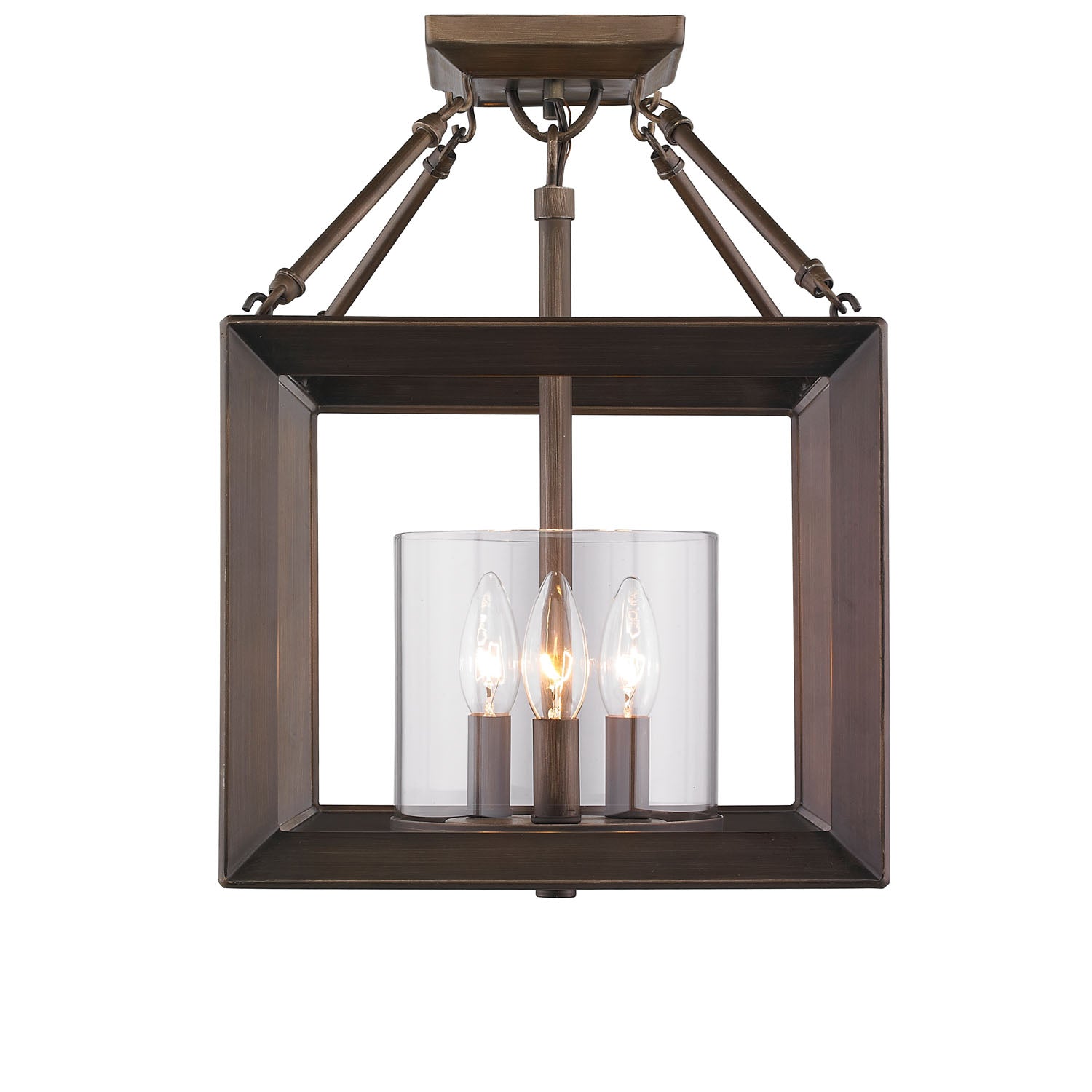 Smyth Convertible Semi-Flush in Gunmetal Bronze with Clear Glass - - Golden Lighting