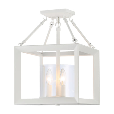 Golden Lighting Smyth 3-light 17"H Semi-Flush Mount in Natural White and Clear Glass - Default Title - Golden Lighting